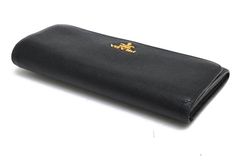 Prada Long Wallet Women Leather Genuine Black 1m1132 Saffiano Leather Long