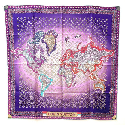 Louis Vuitton Scarf Monogram All Over Pattern Silk Purple