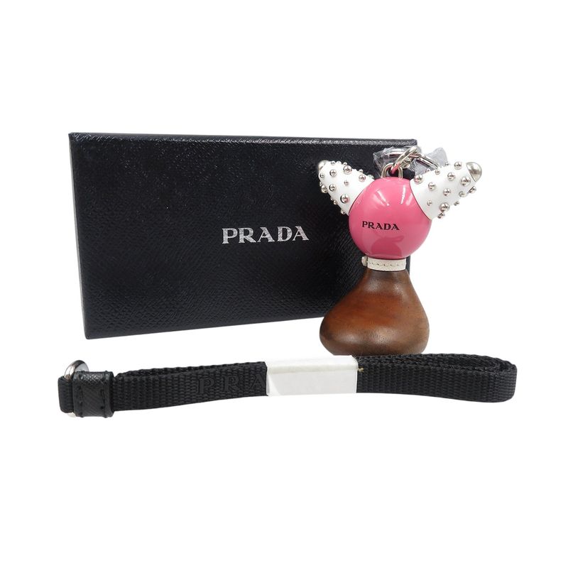 Prada Trick Robot 1tr062 Metal Wood Silver Hardware Beconia Brown White Key