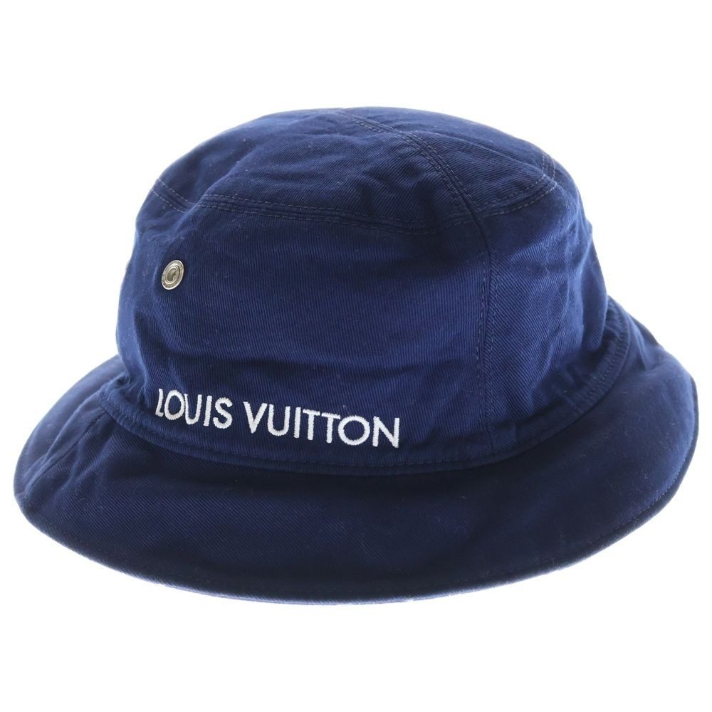 Louis Vuitton Bonnet Monogram Paisley Logo Embroidery Reversible Bucket Navy