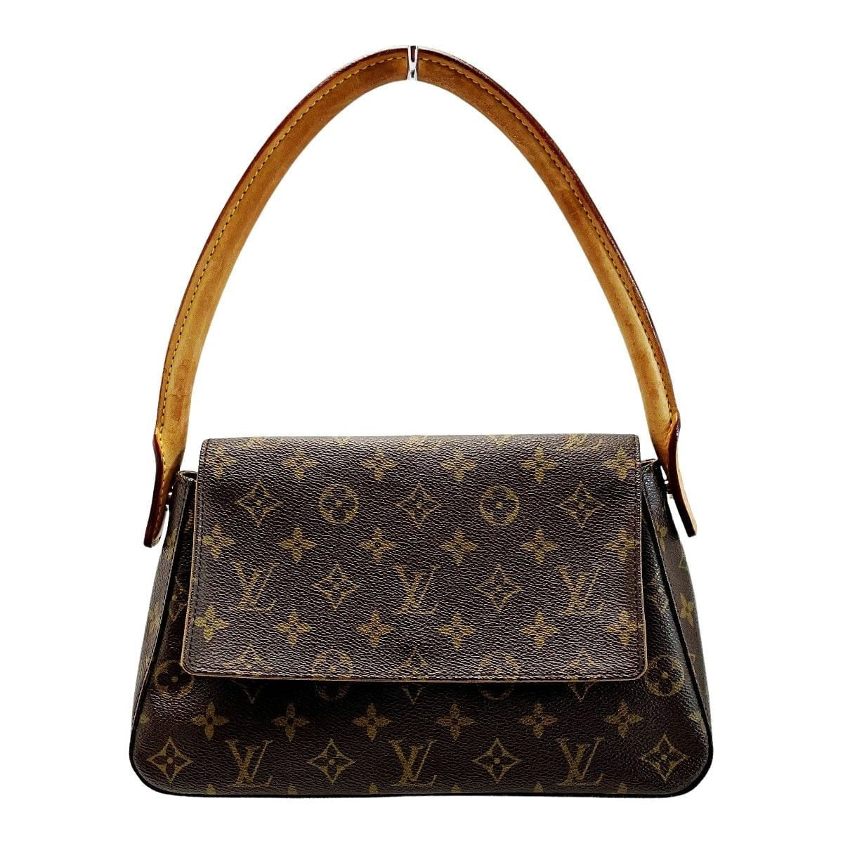 Louis Vuitton Monogram Mini Looping Brown Handbag Gold Hardware