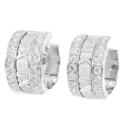 Tiffany & Co Atlas Hoop Earrings White Gold 18K Diamond