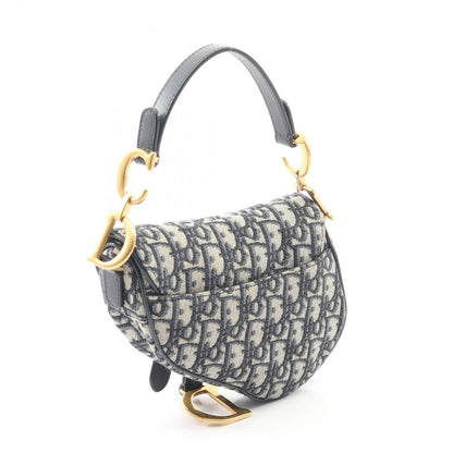 Dior Saddle Bag Mini Bree Peacock Navy Canvas Leather — view 2