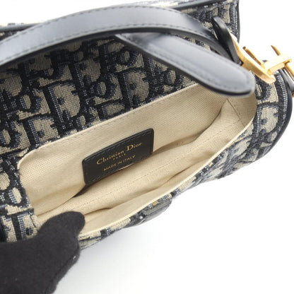Dior Saddle Bag Mini Bree Peacock Navy Canvas Leather — view 3