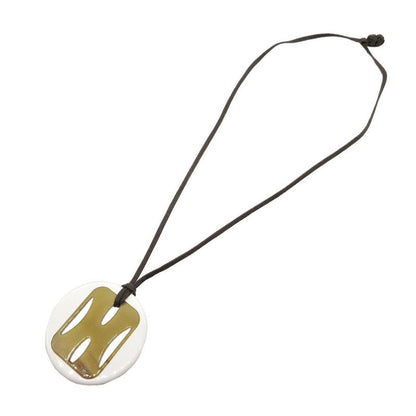 Hermes Buffalo Horn Necklace White/brown 0219 Hermes