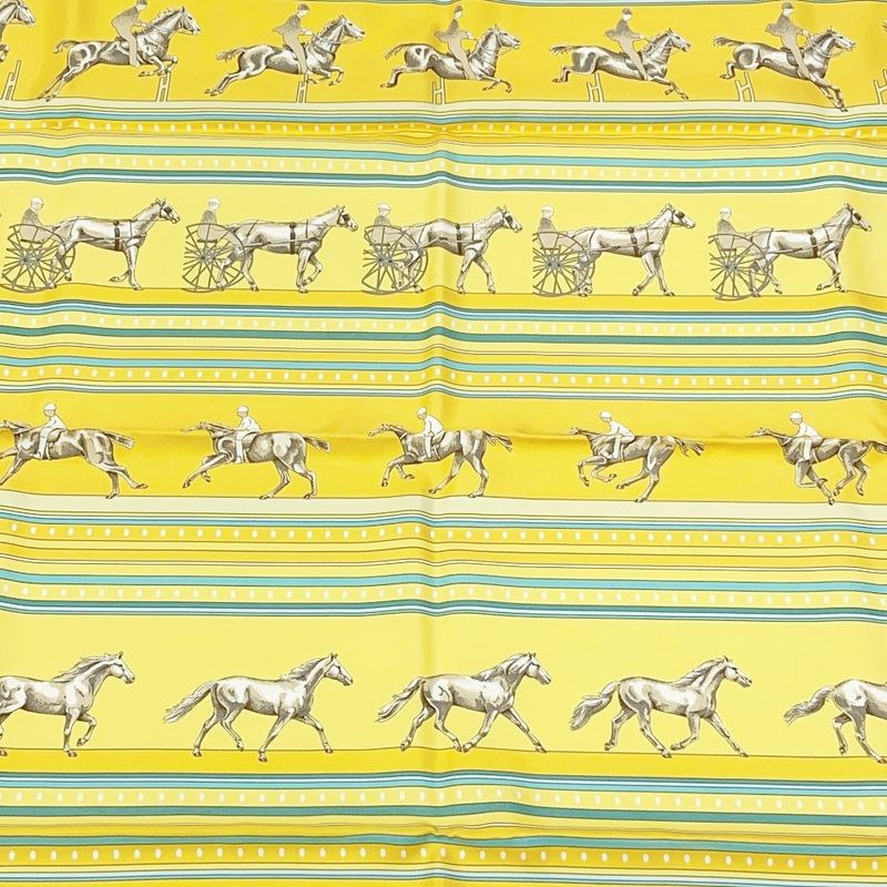 Hermes Silk Carré 90 Sequences Scarf Yellow 410946 Scarf