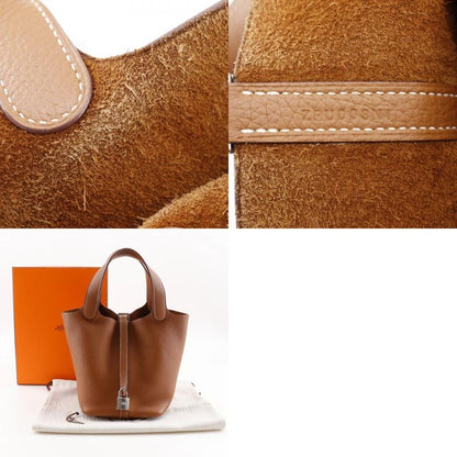 Hermes Picotin Lock 18 PM Taurillon Clemence Gold Brown/silver Hardware Z