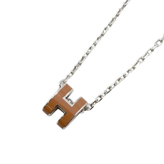 Hermes Necklace Mini Pop H Ash H147992fpa9 New Gold Brown Silver Hardware MINI