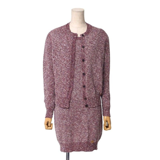 Gucci Ensemble Size S Knit Cardigan Knit Dress GG Logo Lame Red [recommended]