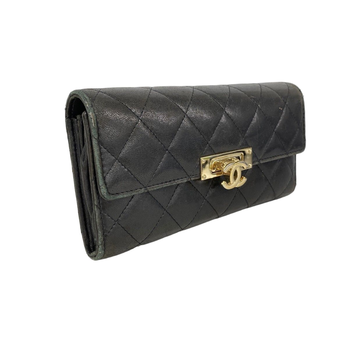 Chanel Wallet Quilted Lambskin Black Gold — view 2