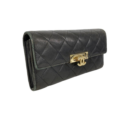 Chanel Wallet Quilted Lambskin Black Gold — view 2