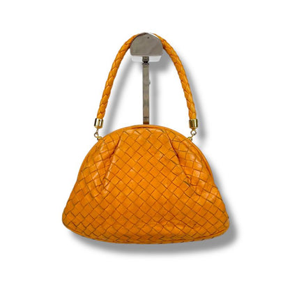 Bottega Veneta Mini Handbag Orange Accessory Pouch Intrecciato Leather Top