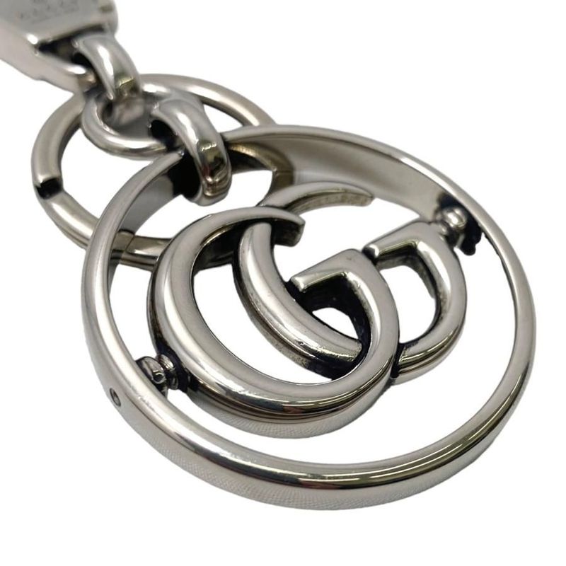 Gucci Key Holder Double G Key Chain 752067 Palladium Tone Silver Gucci