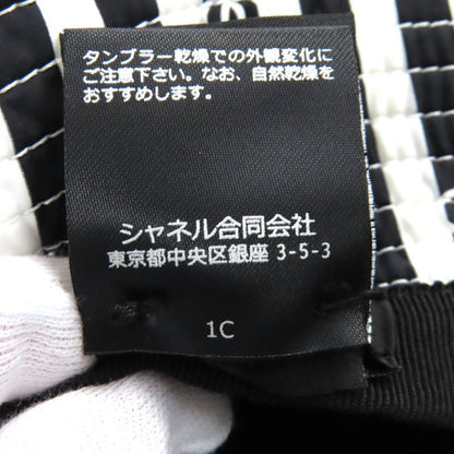 CHANEL 24SS Aa9874 Coco Beach Coco Mark Striped Bucket Hat Black White S Made