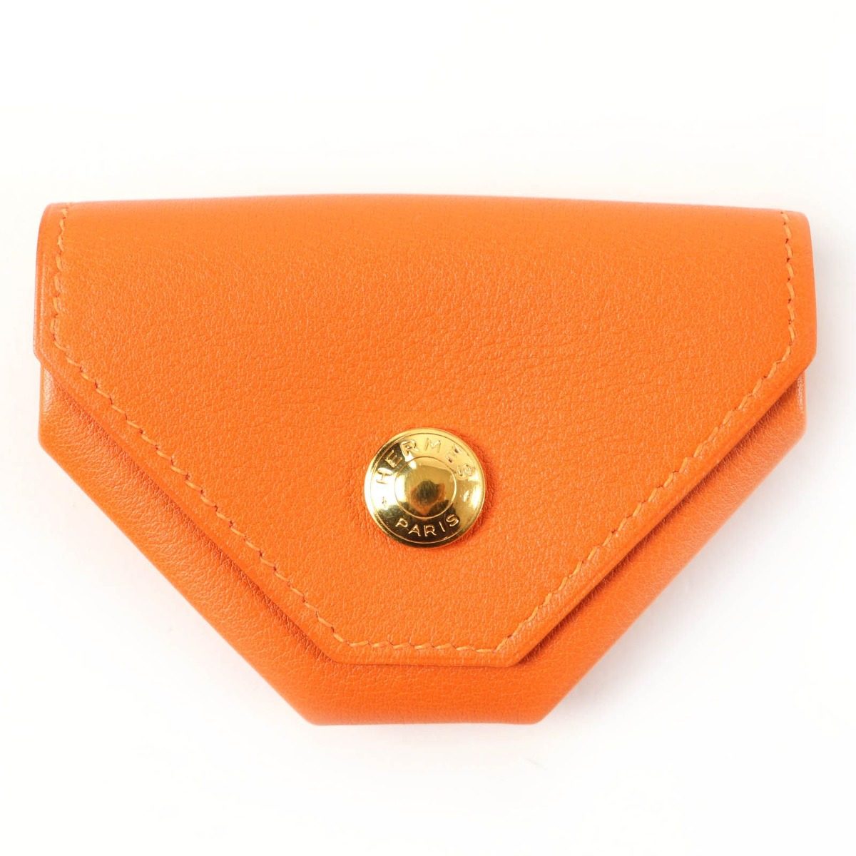 Hermes Levain Quatre Vau Galiva Gold Series Coin Case Orange