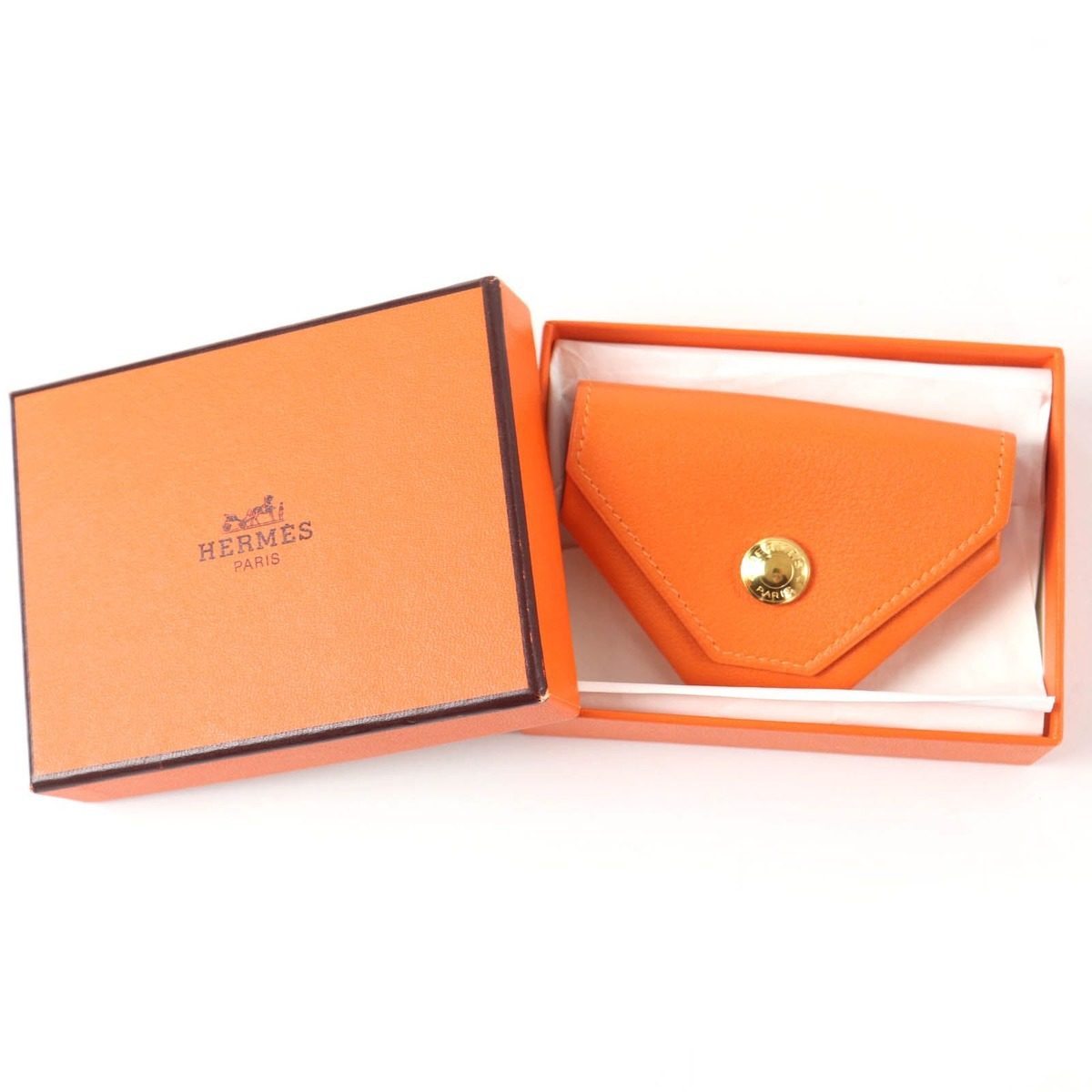 Hermes Levain Quatre Vau Galiva Gold Series Coin Case Orange — view 2