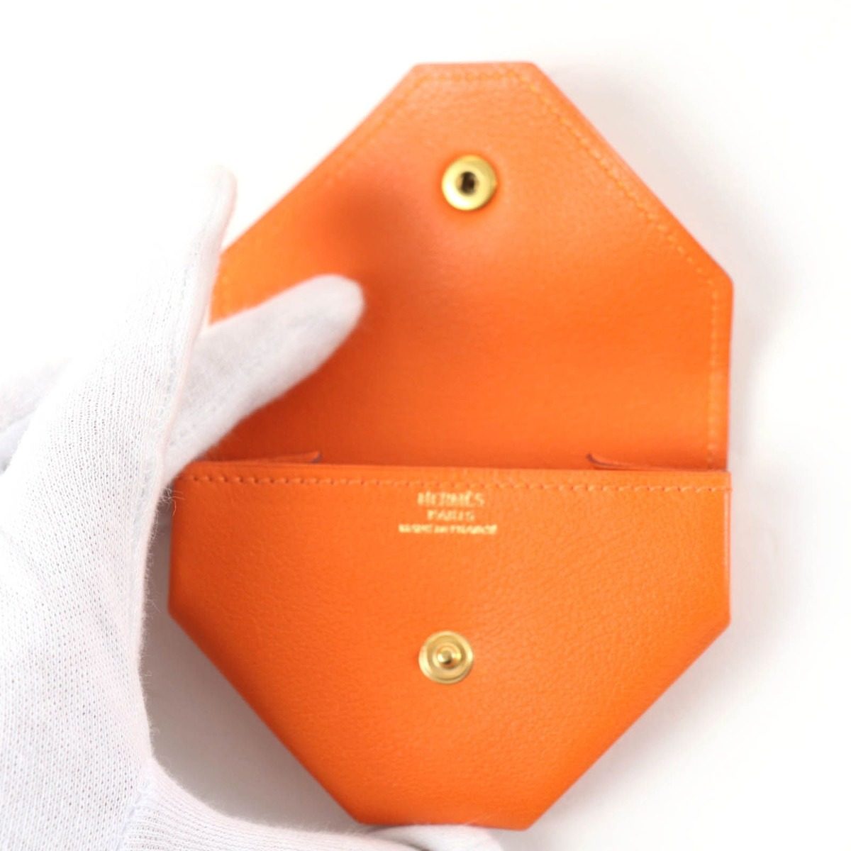 Hermes Levain Quatre Vau Galiva Gold Series Coin Case Orange — view 6