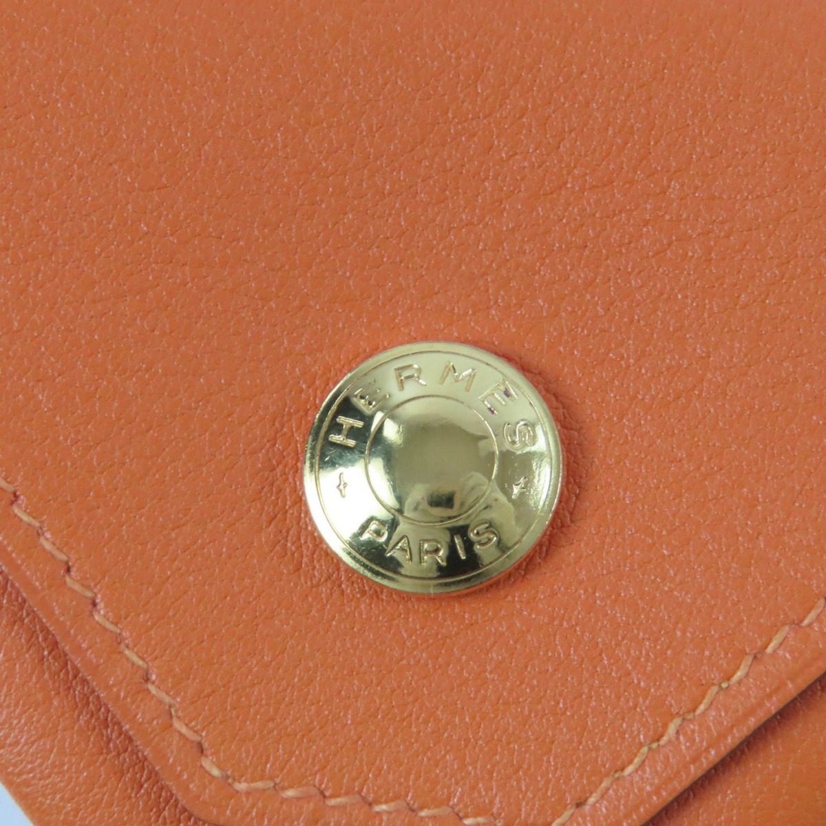 Hermes Levain Quatre Vau Galiva Gold Series Coin Case Orange — view 7