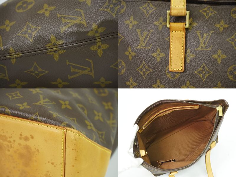 Authentic Louis Vuitton LV Cabas Mezzo Monogram Shoulder Bag Tote Bag Brown