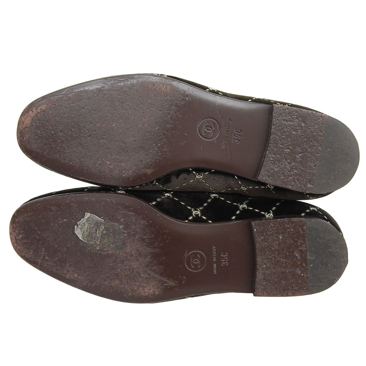 Chanel Quilted Stitch Velor Opera Shoes Slip-on Dark Brown — view 6