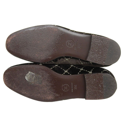 Chanel Quilted Stitch Velor Opera Shoes Slip-on Dark Brown — view 6