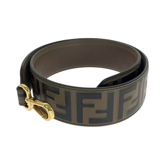 Fendi Strap You FF Logo Brown Gold Hardware Leather Shoulder