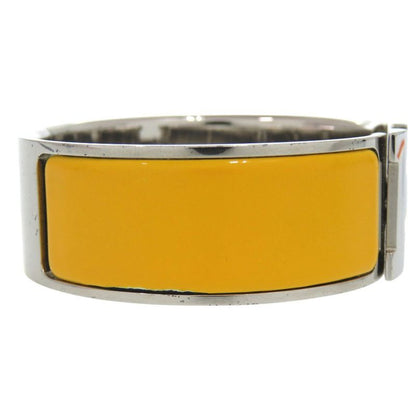 Hermes Click Crack H GM Bracelet Metal Enamel Yellow F Engraved 1200 Hermes