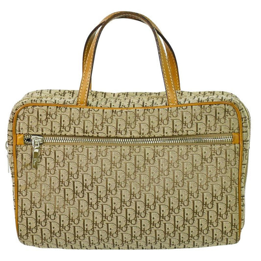 Authentic Christian DIOR Trotter Handbag Canvas Beige Trotter Bag Pre-owned