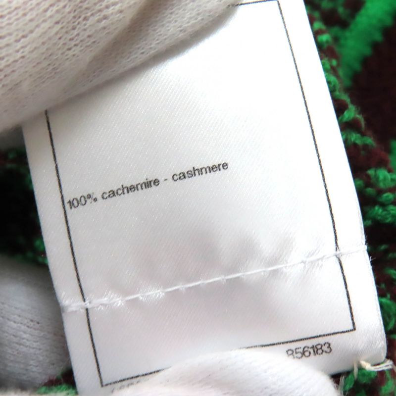 CHANEL 23A P75435 100% Cashmere Coco Mark Button Allover Pattern Crewneck