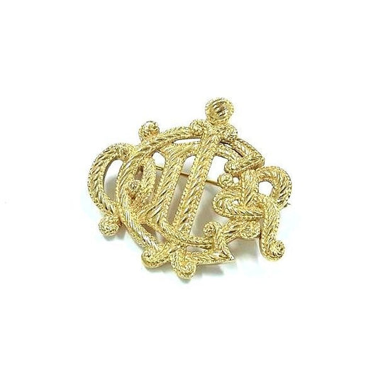 Christian Dior Brooch Gold Metal Emblem Logo