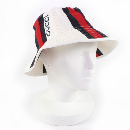Gucci Cotton Webline Logo Bucket Hat White