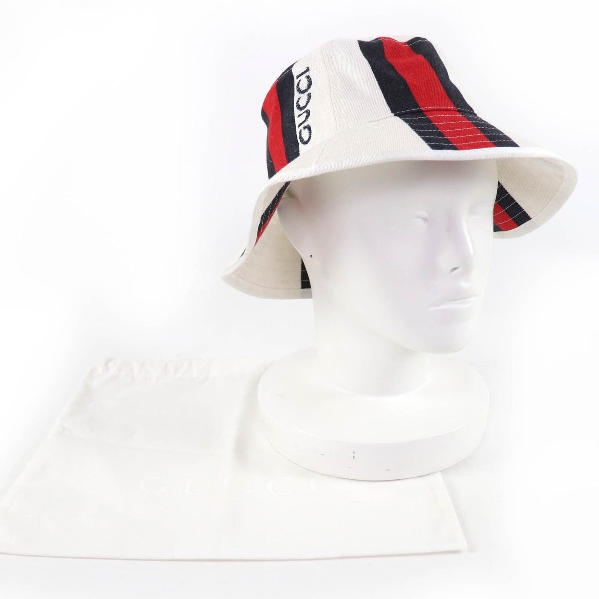 Gucci Cotton Webline Logo Bucket Hat White — view 2