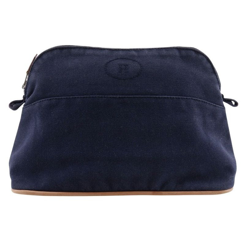 Hermes Bolide Pouch 25 Cotton Canvas Navy Blue