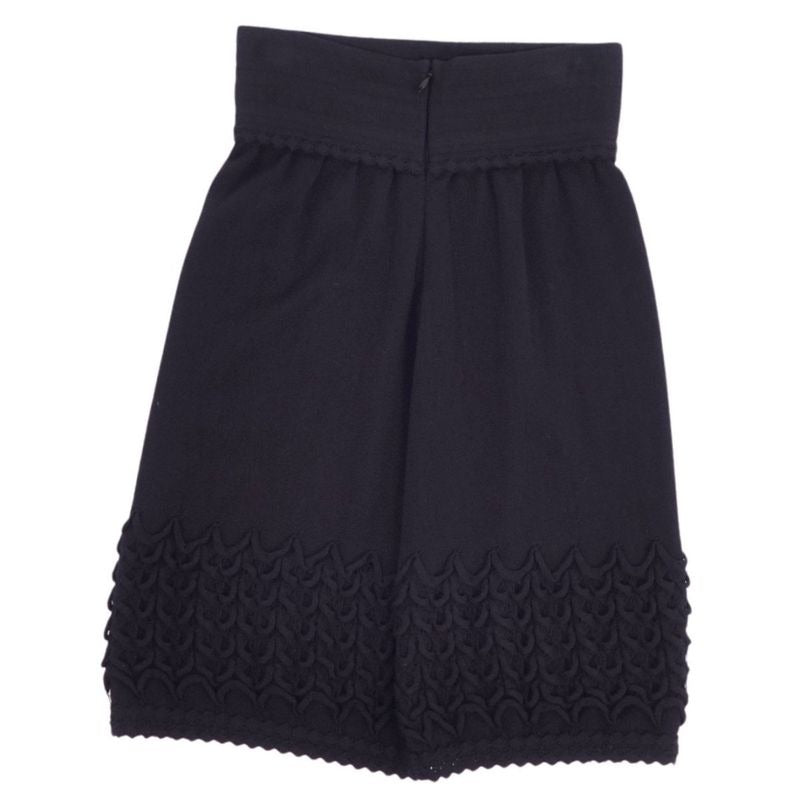 Chanel Knit Skirt Trapezoid Knee Length Coco Mark — view 3