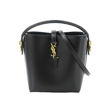 Saint Laurent Mini 2-Way Shoulder Hand Bag Leather Black Gold