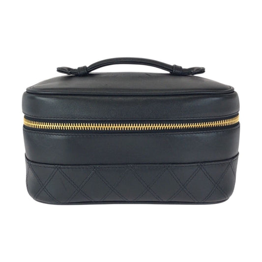 Chanel Vintage Bicolor CC Logo Black Gold Lambskin Handbag Vanity Bag