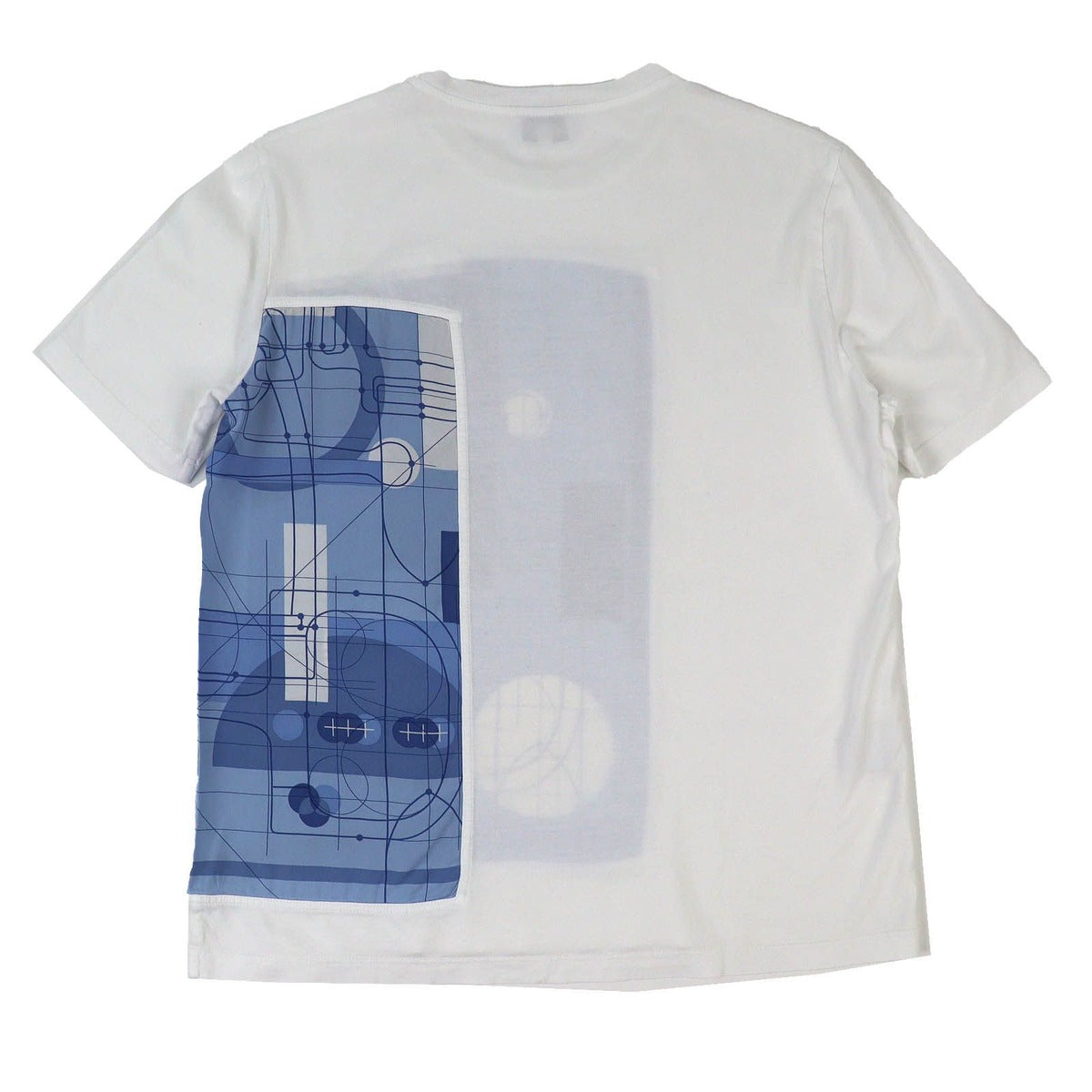Hermes 100% Cotton Crew Neck Silk Print Docking Short Sleeve T-Shirt — view 3