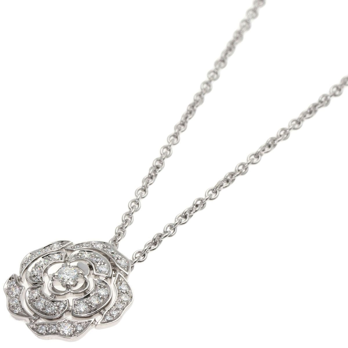 Chanel Camellia Diamond Necklace 18K White Gold