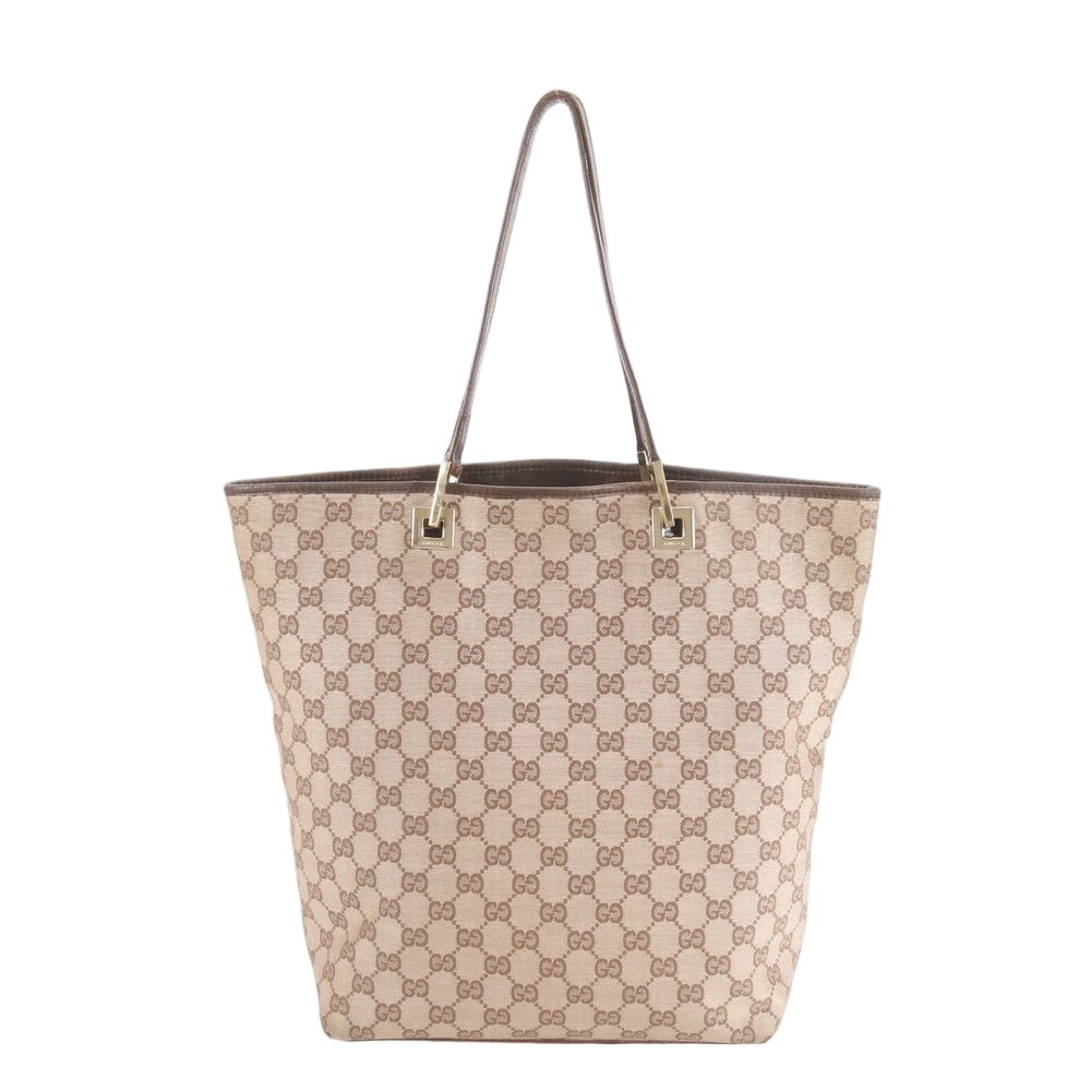 Gucci GG Canvas 002 Leather Tote Shoulder Hand Brown Ewe