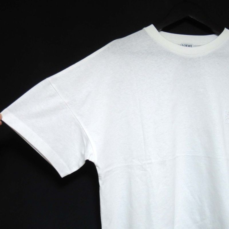 Loewe Anagram Embroidery Short Sleeve Short Sleeve T-Shirt Size L White Ladies