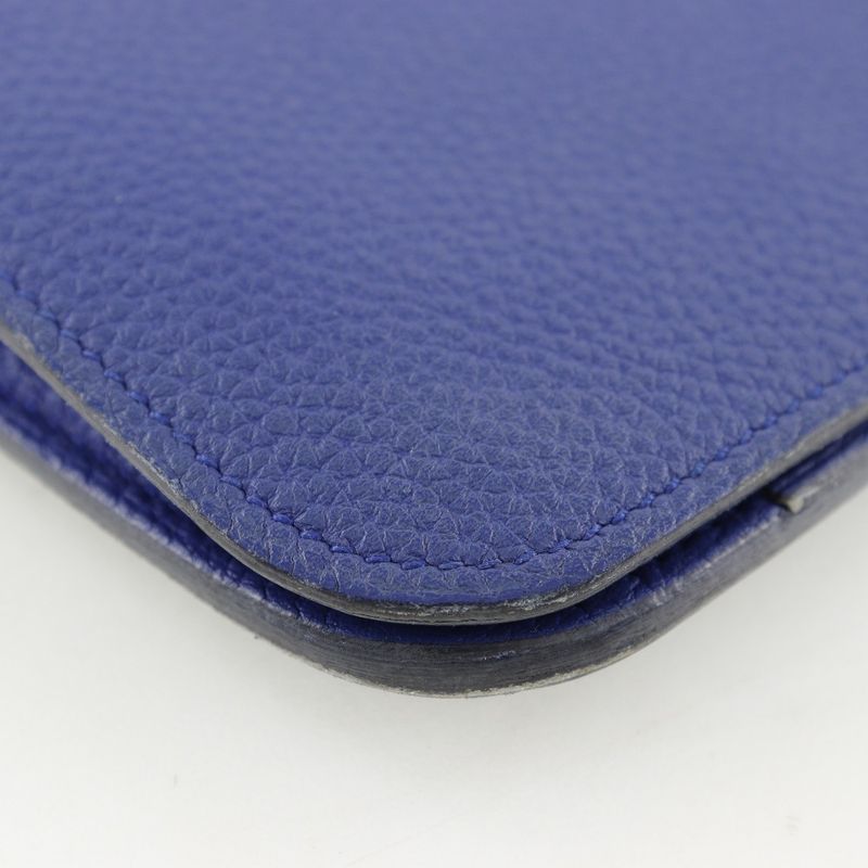 Hermes Dogon GM Togo Blue T Unisex Long Wallet