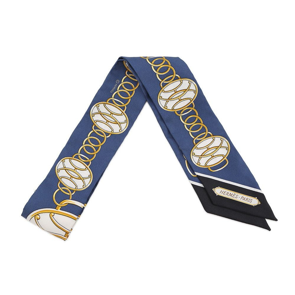 Hermes Scarf Twill Lift Profile Silk Fall/winter Marine Black