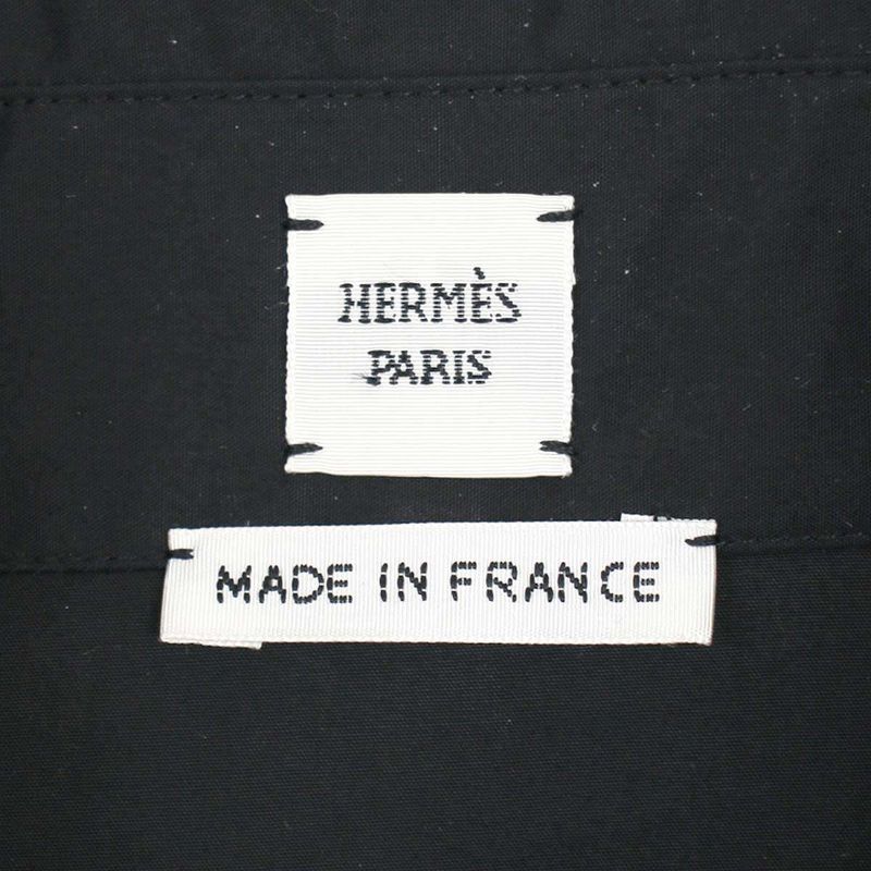 Hermes 22ss Draw String Ring Short Sleeve Over Blouse Shirt 2e0604dj Black 40
