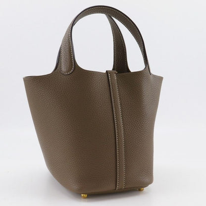 Hermes Picotin Lock 18 PM Taurillon Clemence Etoupe Gold Hardware U Ladies