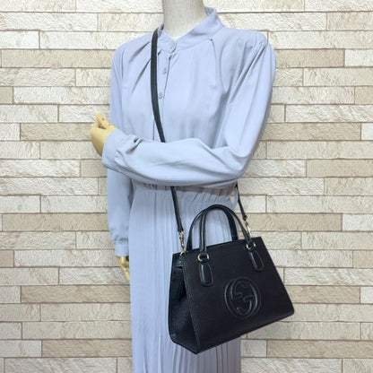 Gucci Outlet Interlocking G Soho Shoulder Bag Leather 607722 Black Ladies Gucci