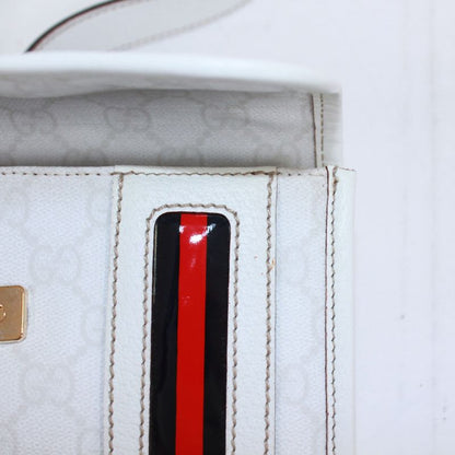 Gucci Sherry Line Waist Bag Leather X PVC White Body Bag Gold 152597