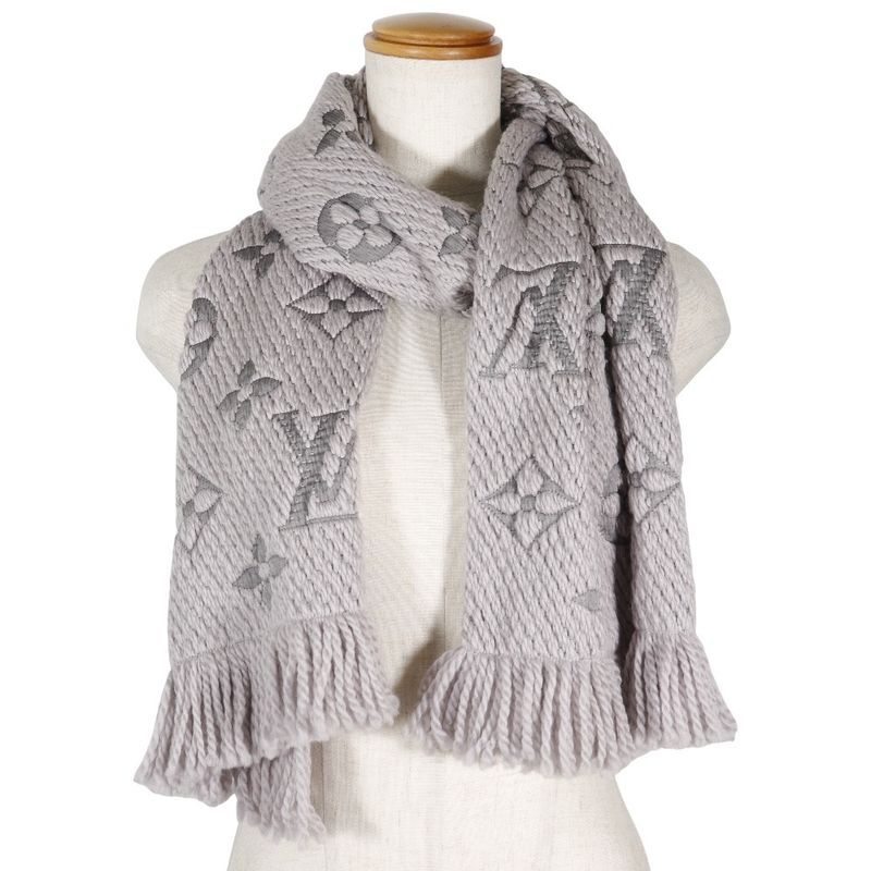 Louis Vuitton Echarpe Logomania M74742 Wool Gray Gm1128 Women's Scarf