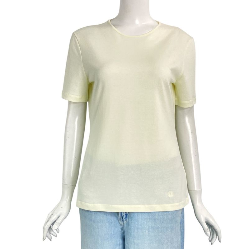Current Hermes T-shirt Short Sleeves Knit Logo Cream Size 40