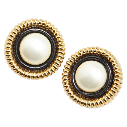 Chanel Gold Black Plated Faux Pearl Ladies Chanel