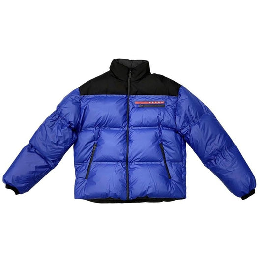 Prada Down Jacket Logo Cut Replacement Sgx257 S202 1 T2 Y S Size Polyamide Blue